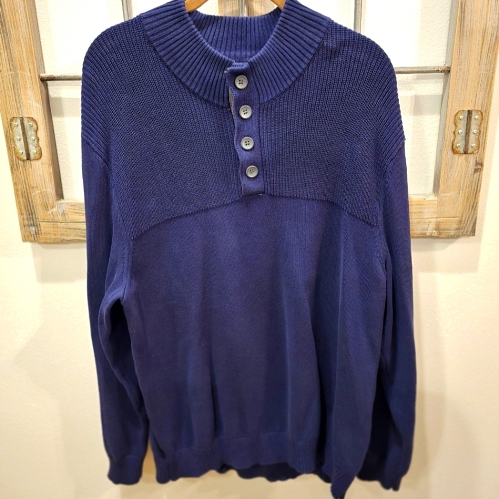 Club Room Navy XL 4-Button Sweater